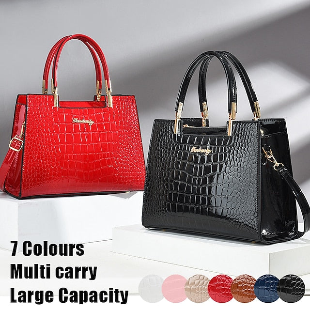 Leather | Handbag Crocodile Elegant Women's Pattern Black