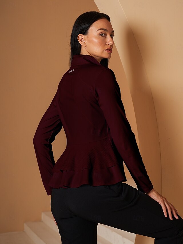 Women's Golf Jacket Lake blue Red Burgundy Long Sleeve Top