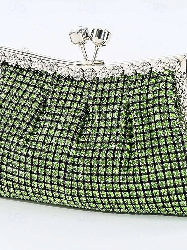Vintage Sage Rhinestone Green Women's Clutch Purse –