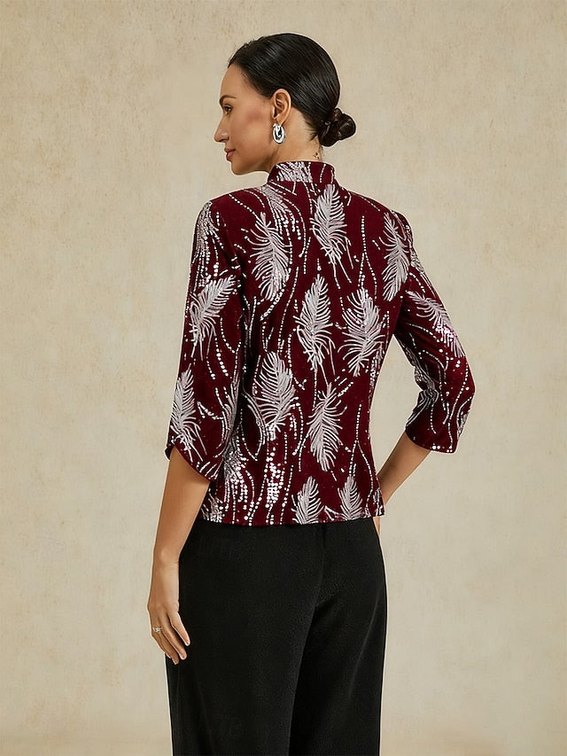 Women's Twinset Blouse Dressy Tops Evening Tops Feather