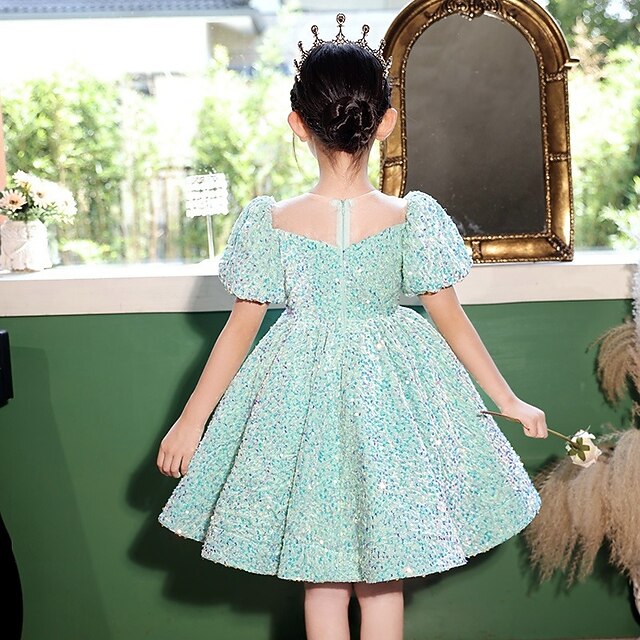 Short Summer Dress Girls' 3D Spring Wedding colour Sleeve