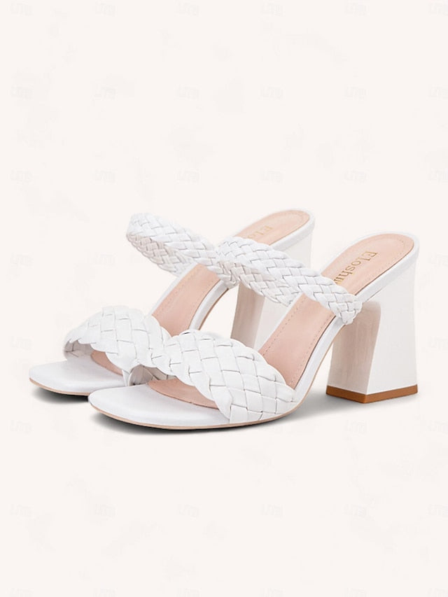 Party Women's Heeled Braided Mules Wedding Sandals Vacation