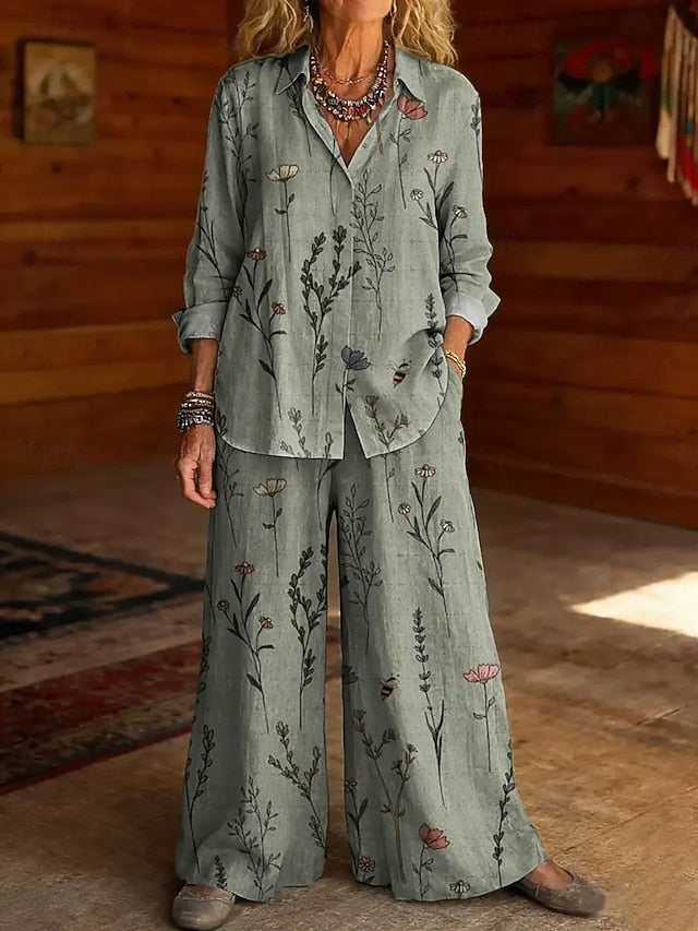 Women's Two Piece Sets Pants Sets Bolero Long Sleeve Shirt