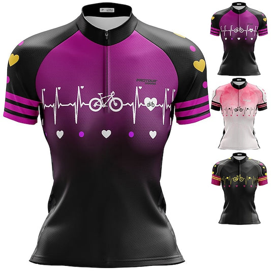 Women's Cycling Jersey Gradient Curve Short Sleeve Bike