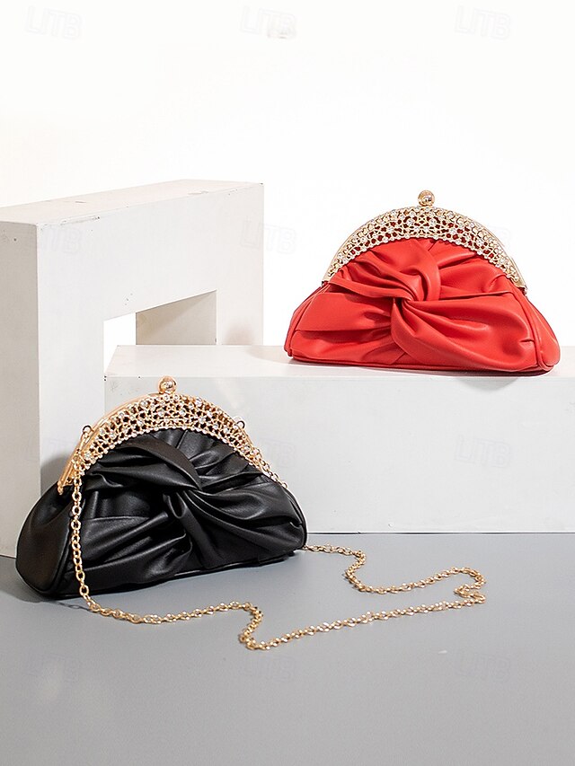 Leather Faux Evening Rhinestone Women's – Bag Clutch