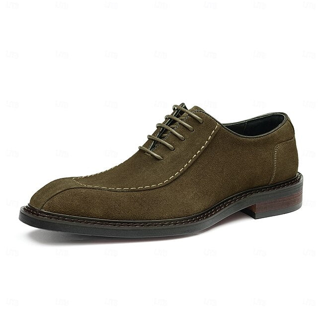 Leather Derby - Classic Cowhide Shoes Men's Genuine Suede