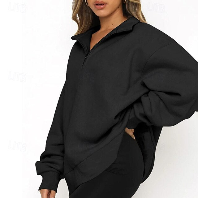 Women's Track Top Pullover Quarter Zip Long Sleeve Top