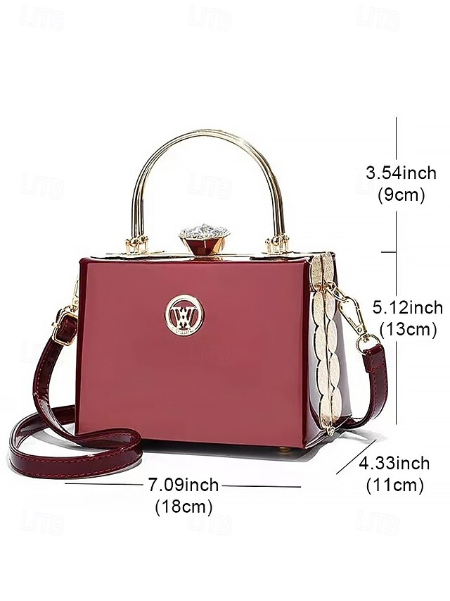 Gold Patent Women's Burgundy Handbag Evening with Leather