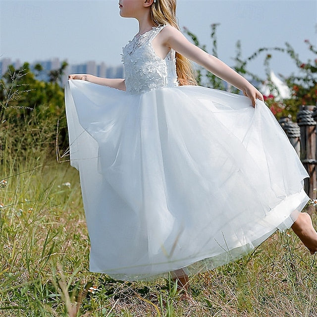 Solid Party Dress Girl Flower Kids Color Girls'