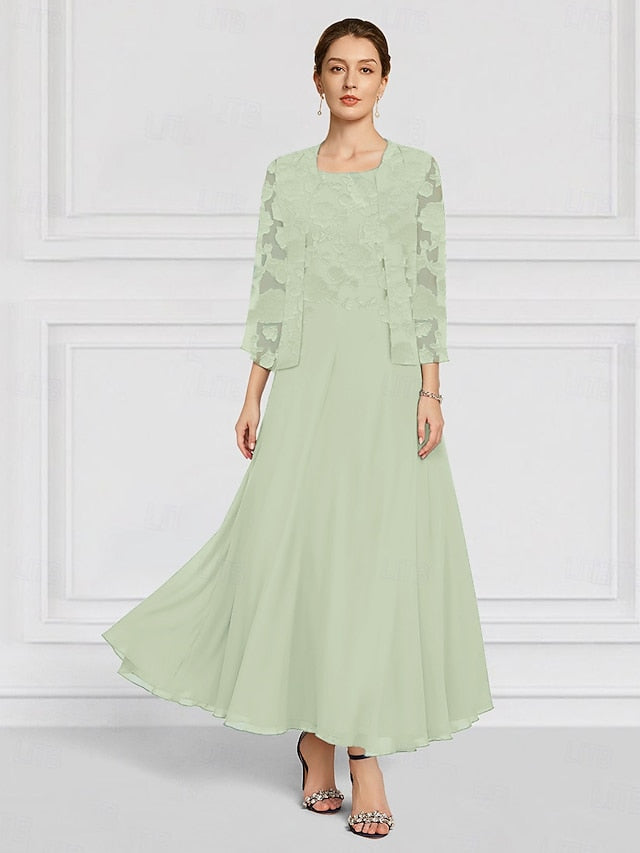 Floral A-Line Lace the Mother of Two SkyBurnt Out Piece Bride