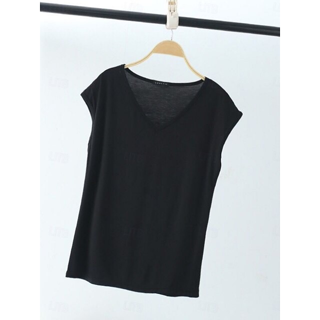 Women's Blouse Solid Color Stylish Casual Short Sleeve V