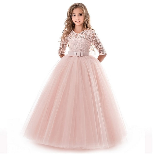 Flower Wedding Dress Girls' Half Sleeve Kids Girl