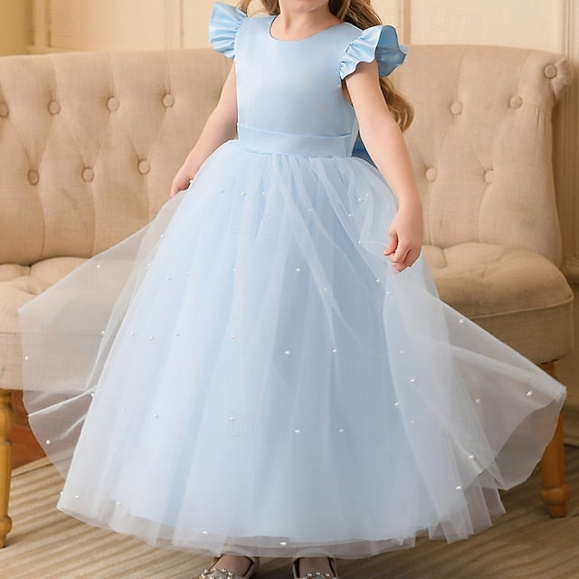 Color Party Solid Girls' Flower Kids Girl Dress