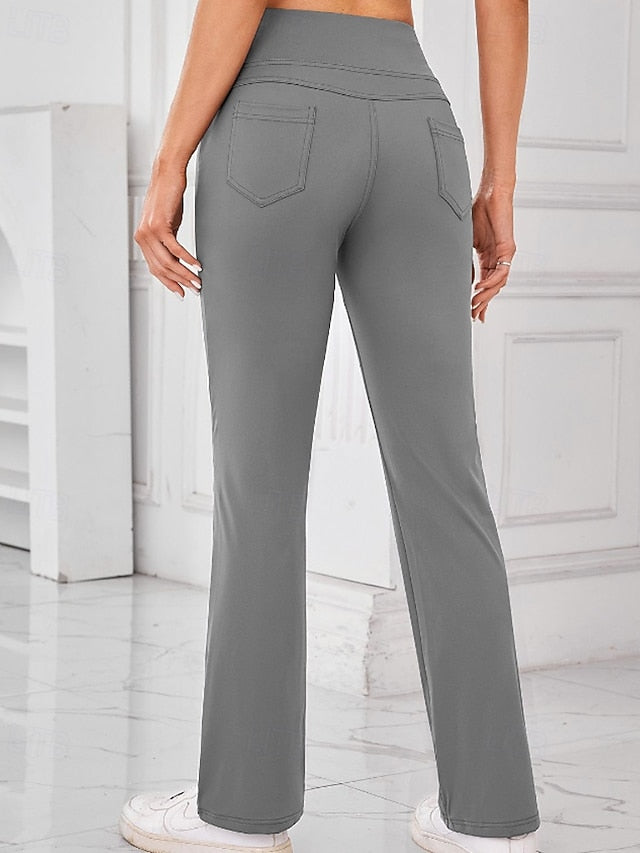 Women's Flare Chinos Streetwear Basic Casual Full Length