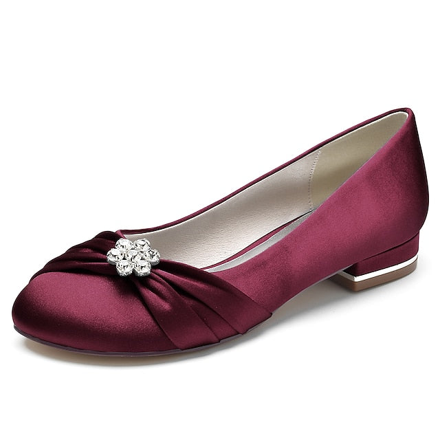 with Flats Light Women's Satin Wedding Rhinestone Blue