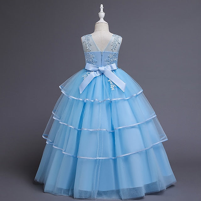 Sleeveless Solid Girls' Color Kids Dress Party