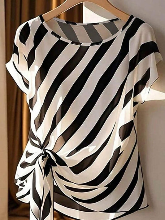 Women's T Shirt Tee Top Print Striped Fashion Stylish