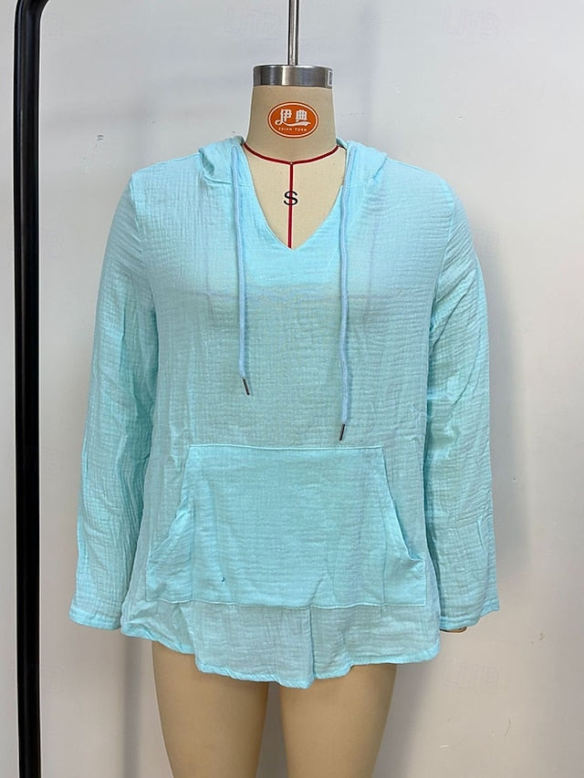 Women's Blouse Pocket Plain Elegant Stylish Long Sleeve V