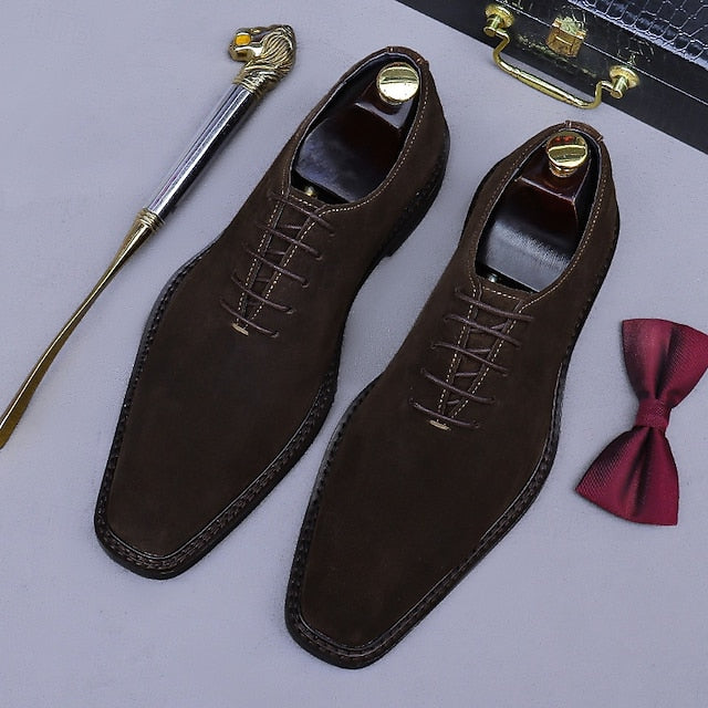 Suede Genuine Leather Cowhide Shoes Men's - Oxford