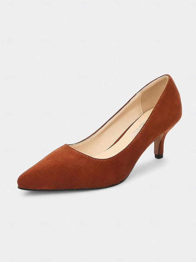 with Emerald Pointed-Toe Suede Green Women's Kitten Pumps