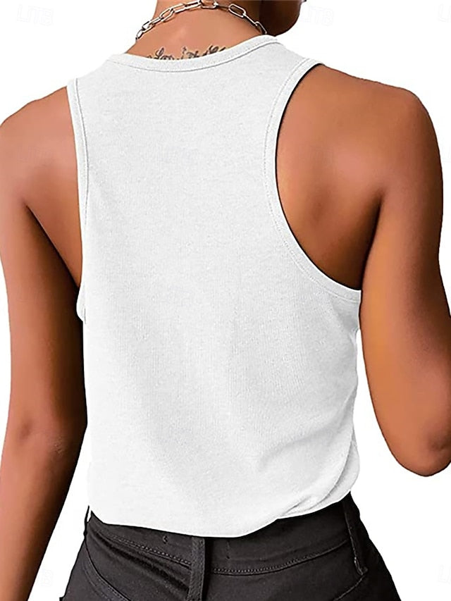 Women's Tank Top Sleeveless Shirt Tee Top Patchwork Chest