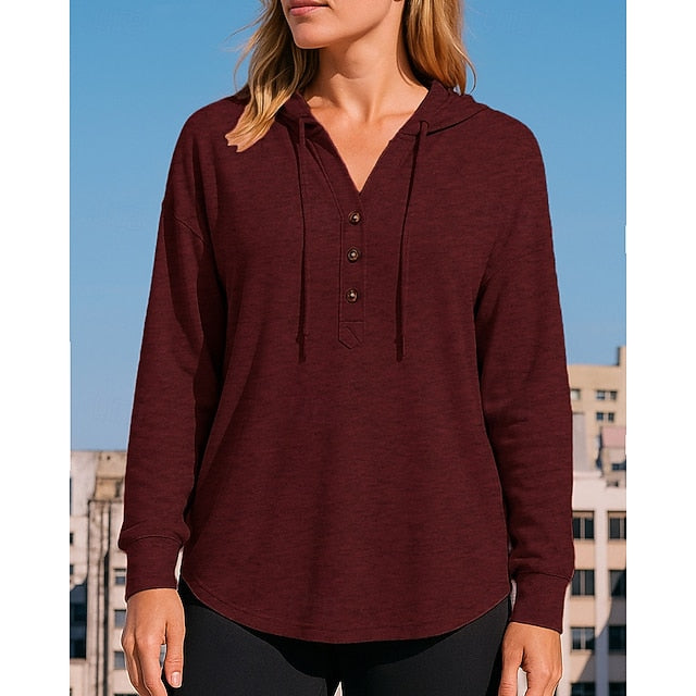 Women's Casual Sweatshirt Pullover Hoodie Drawstring Long