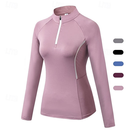 Women's Workout Shirt Yoga Top Stand Collar Quick Dry