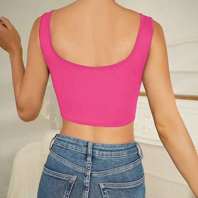 Slim Fit Corset Crop Top Bustier Solid Color Fancy Dress