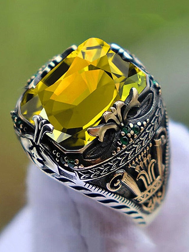 Alloy Gemstone Men's Ring