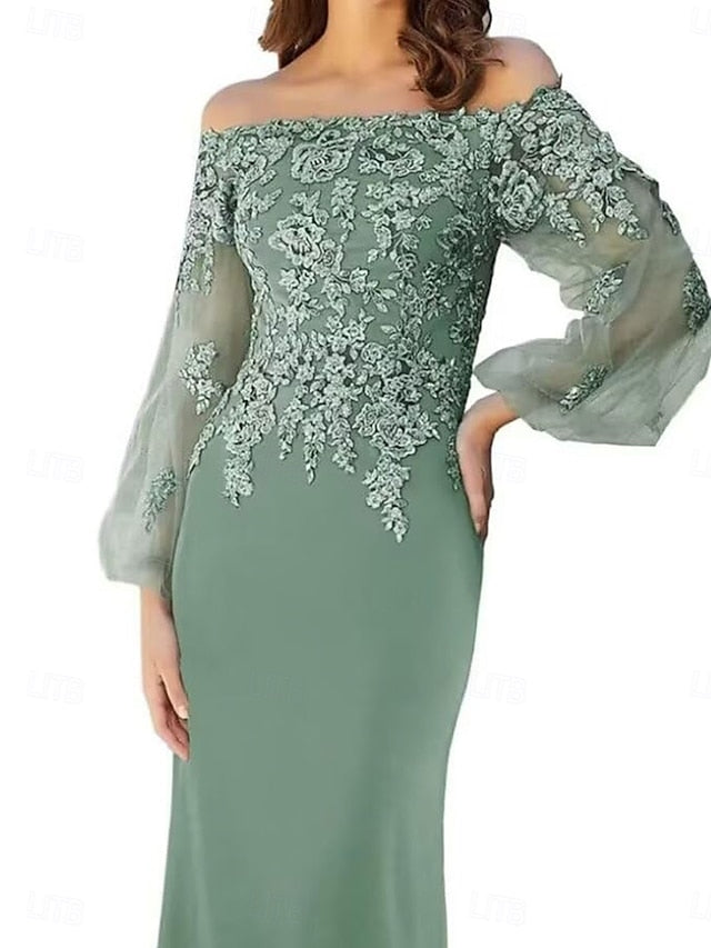 Bride Mother of Shoulder / Trumpet Mermaid Off Elegant Dress the