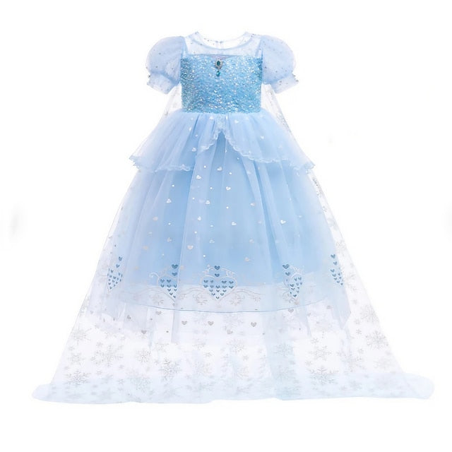 Flower Cosplay Dress Girl Princess Cloak Frozen Elsa
