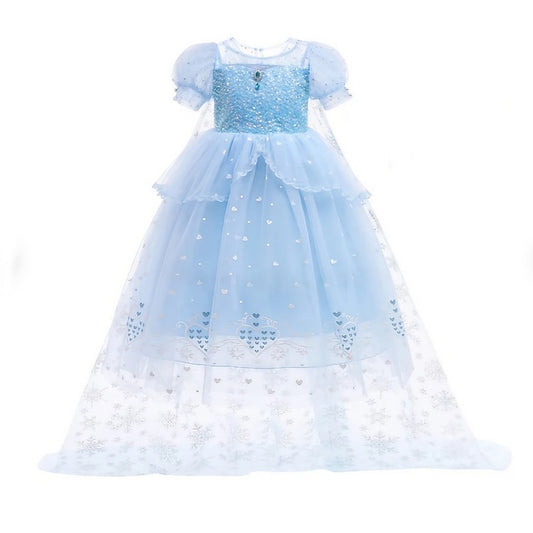 Flower Cosplay Dress Girl Princess Cloak Frozen Elsa