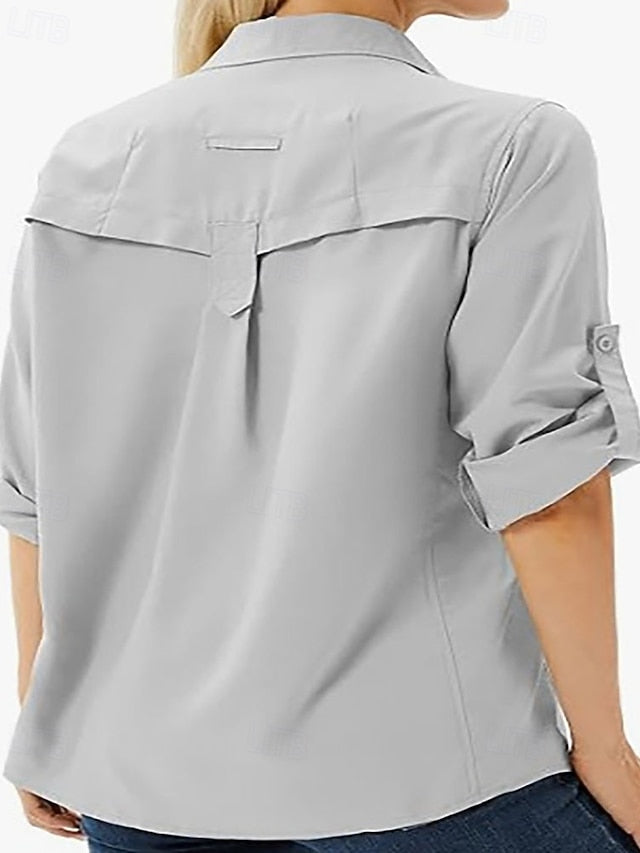 Women's Shirt Blouse Buttons Plain Elegant Vintage Tropical