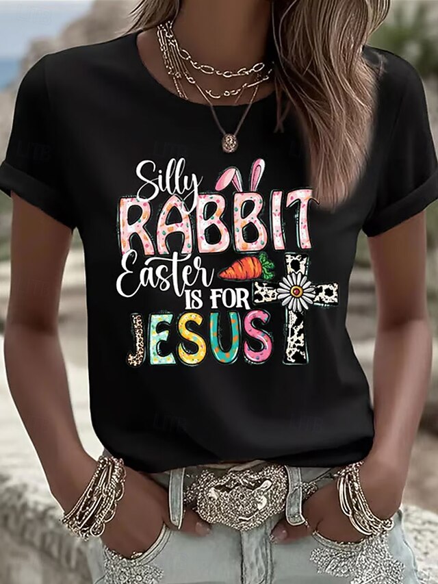 Easter Women's T Shirt Print Floral Graphic Animal Stylish