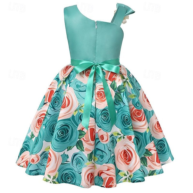 Girls' Easter Dress 3D Summer Sleeveless Flower Party