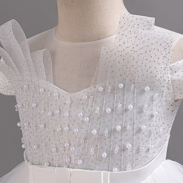 Short Color Kids Solid Wedding Dress Party Sleeve Girls'