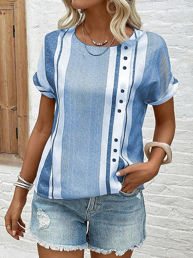 Women's T-Shirt  Linen Like Breathable Lightweight Chic