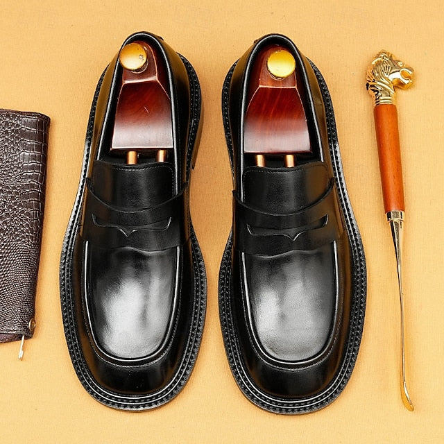 Leather Tan Men's Shoes with and Wingtip in Formal Brown