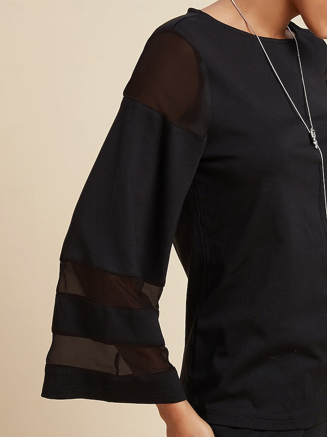 Women's Chiffon Modal Illusion Sleeve Matching Shirt &
