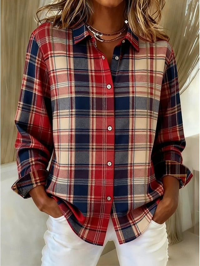 Women's Shirt Blouse Patchwork Buttons Print Graphic