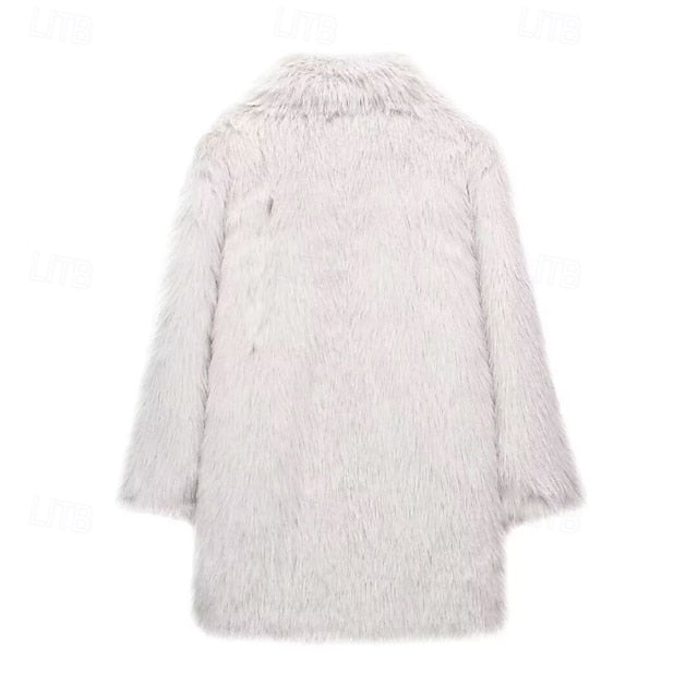 Fur Pocket Women's Furs Coat Faux Comfortable Warm