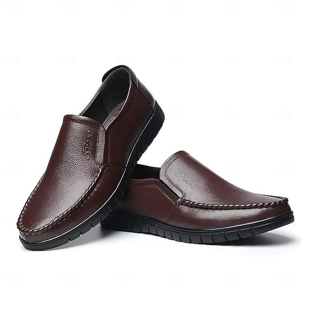 Decorative Men's Premium with Black Cowhide Slip-On Loafers