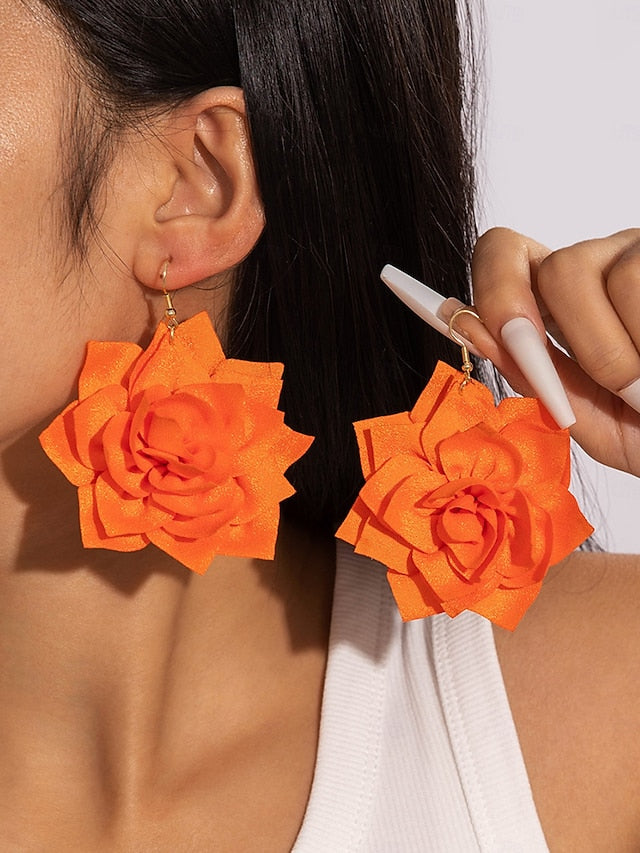 Drop - Floral Flower Earrings Oversized Women's Statement