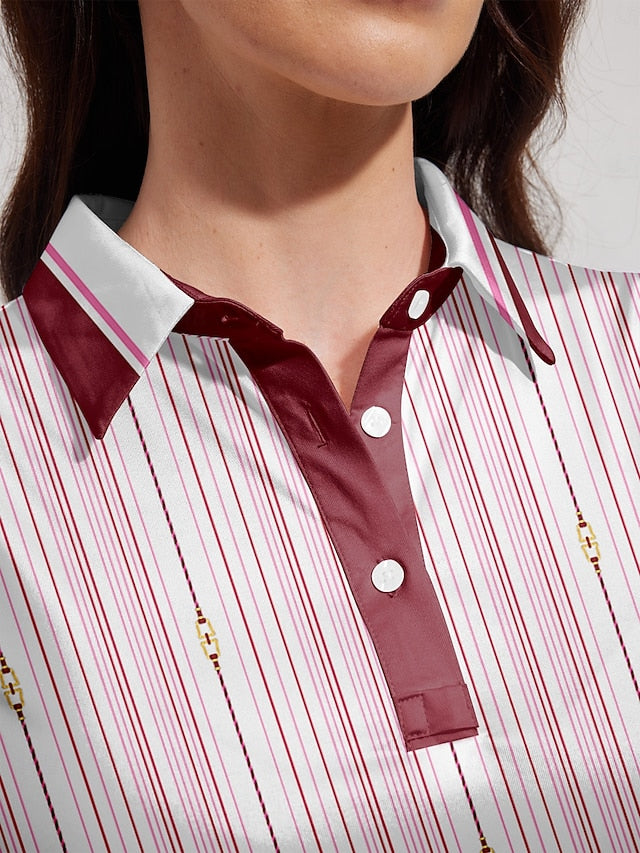 Women's Golf Polo Shirt Pink Short Sleeve Top Ladies Golf