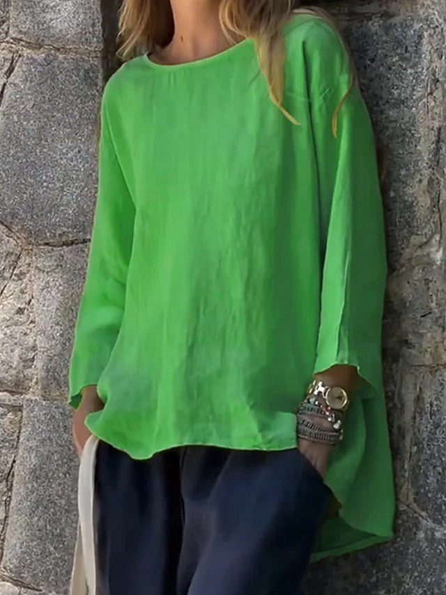 Women's Blouse Asymmetric Hem Solid Color Active Casual