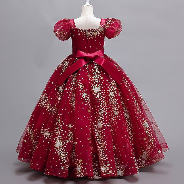 Dot Flower Girls' Dress Party Polka Star Short Kids