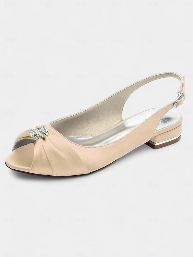 Satin Heels Crystal Wedding Women's Slingback with
