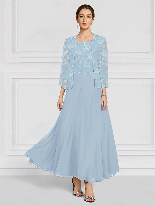 A-Line the Floral Mother Bride SkyBurnt Out of Lace Piece Two