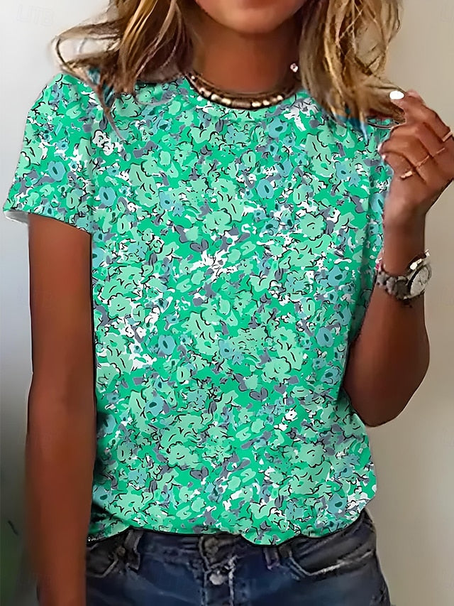 Women's T Shirt Print Floral Graphic Stylish Casual Short