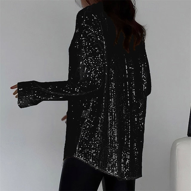 Women's Blouse Dressy Tops Sequin Tops Ruched Sequins